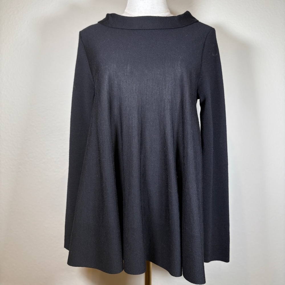 COS Black 100% Wool Tunic Top Size Small